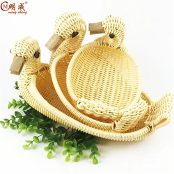 Handmade Cartoon animals woven basket creative rattan woven fruit crafts rattan basket