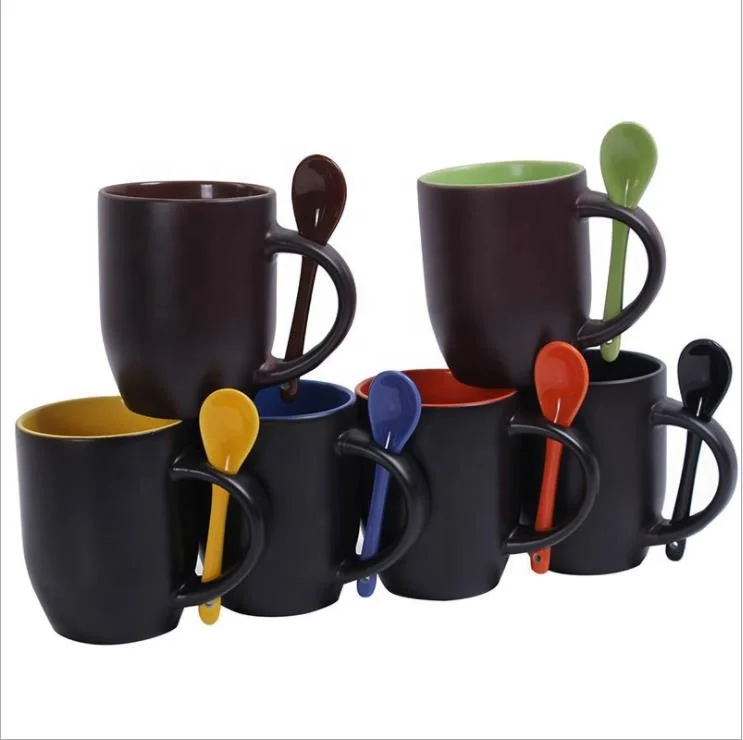 12oz heat transfer magic cup and sublimation inner color changing mug with spoon mug for home and gift