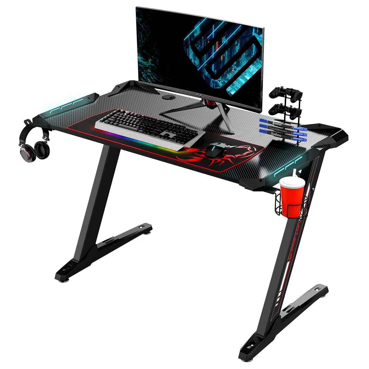 2021 Hot Sale 3d Most Popular High Quality mini Set Up Room New RGB Lighting Gaming Desk With Led Lights