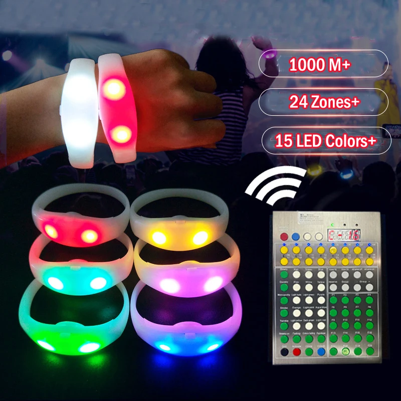 Live Show Gig Bar Lighting Concert Remote Control DMX Glowing Light up Luminous Nfc Rfid Silicon Wristband Led Bracelets