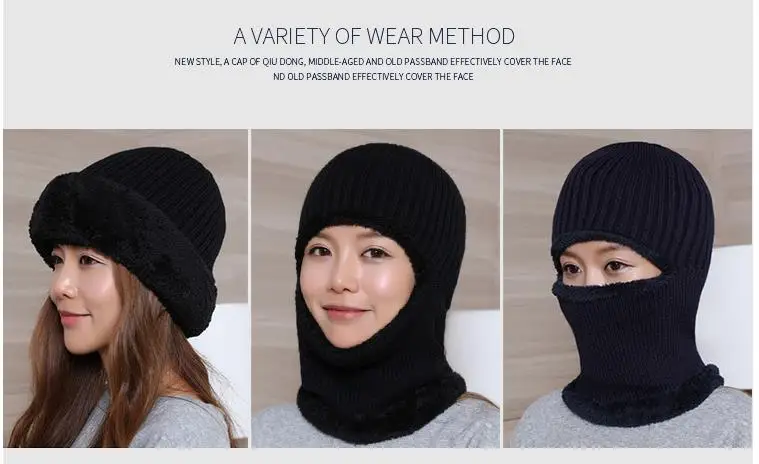 Winter Knitted Balaclava Beanie Hat Warm Cycling Ski Bandana  Warm Hat Earmuffs Head knit Cap Balaclava knitted Hats Winter