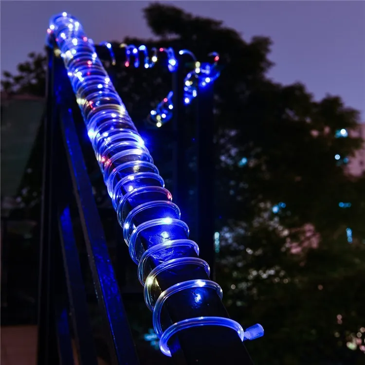 7M 50Led 8 Modes Battery Powered Outdoor Waterproof Tube Light Christmas Tree Rope Copper Wire  Decoration String Light
