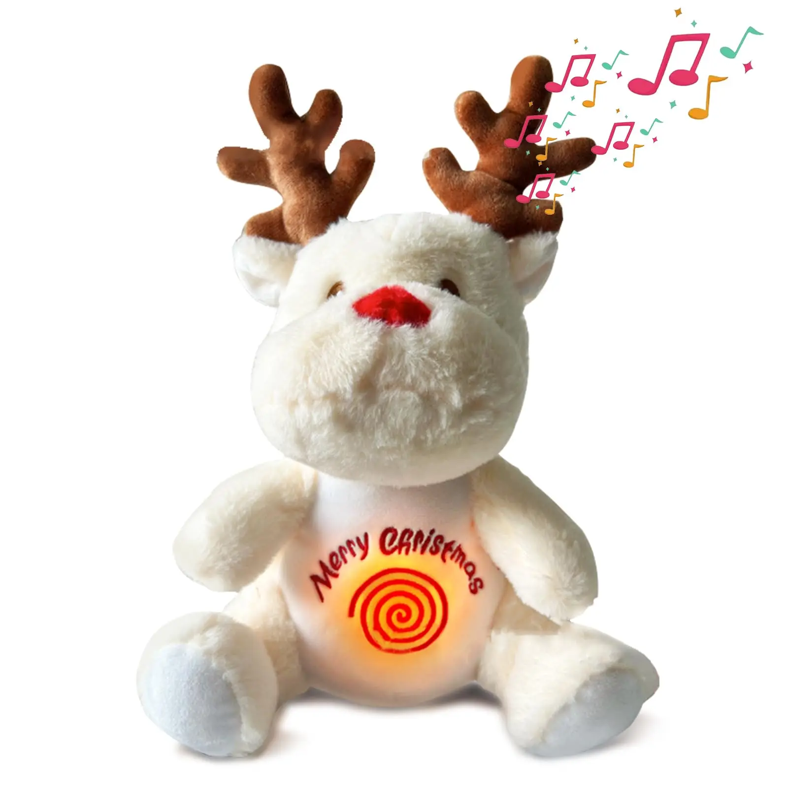 Interactive Light Up Electronic Musical Cute Soft Cartoon Movement Plush Toy Soothing Breathing Stuffed Animal For Baby
