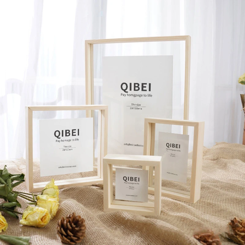 Custom Desk Nordic Simple Personalised Photo Bulk Cheap Wholesale Picture Square Natural Wooden Frame