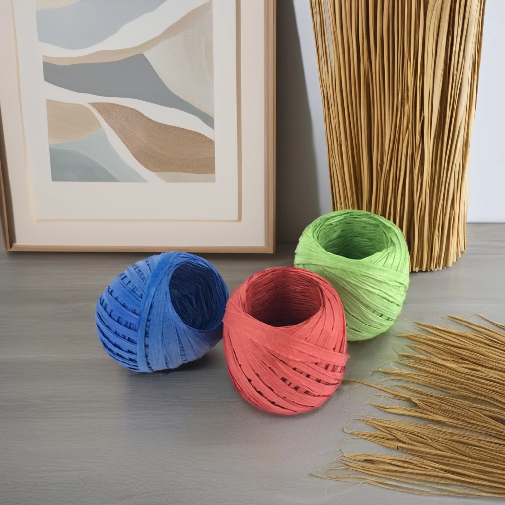 Wholesale DIY Handmade Raffia Hat Bag Material Accessories 20 M/Roll Paper String Rugby for Christmas Easter Graduation Ramadan