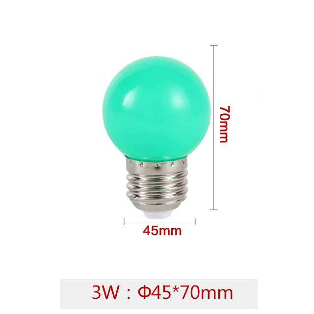 Colored Led Light Bulbs 3W E27 White Red Blue Green Yellow Orange Pink Color Wholesale Mini Led Light Decoration Colorful Bulbs