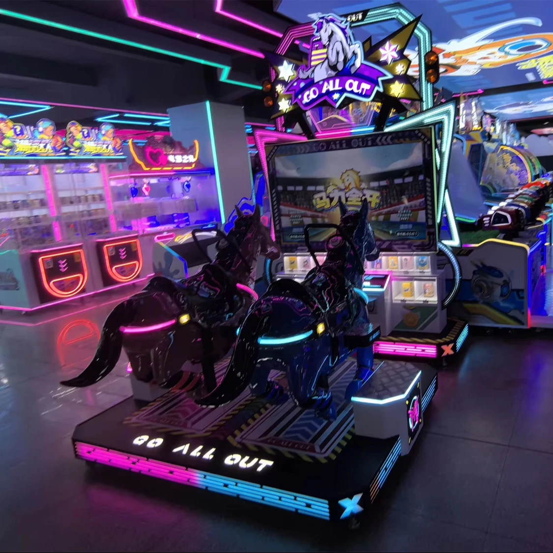 Horse riding simulator Kids Simulation Crane Carnival Booth Game Machine Coin Pusher For Arcade Game