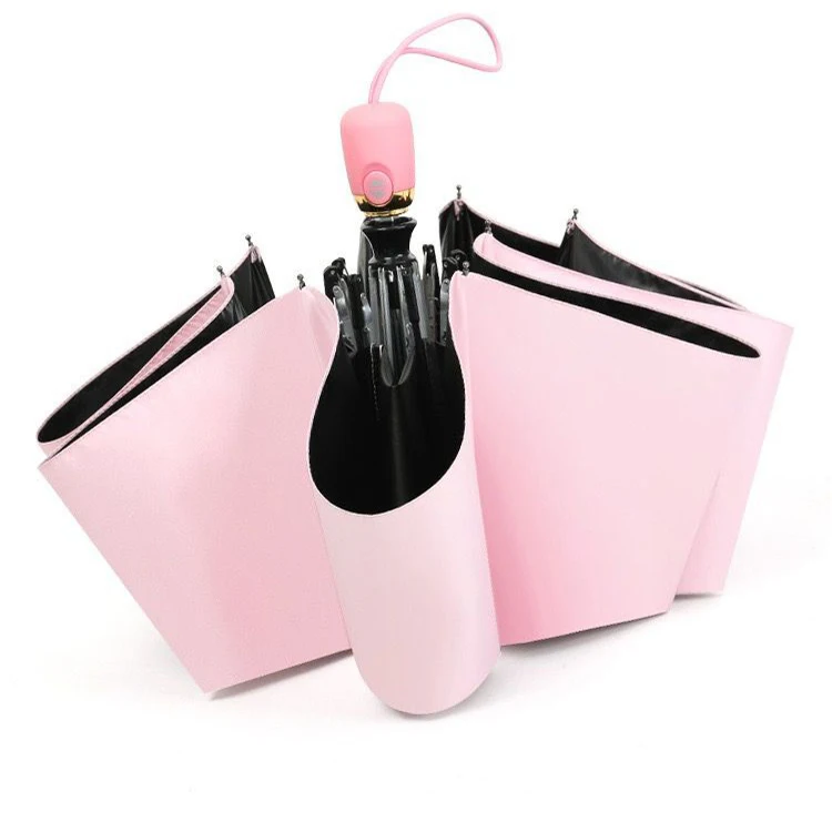 Promotional Pongee For The Rain China factory Rain Season 3 Umbrella Folding RPET Material Automatic 3 Folding Umbrella