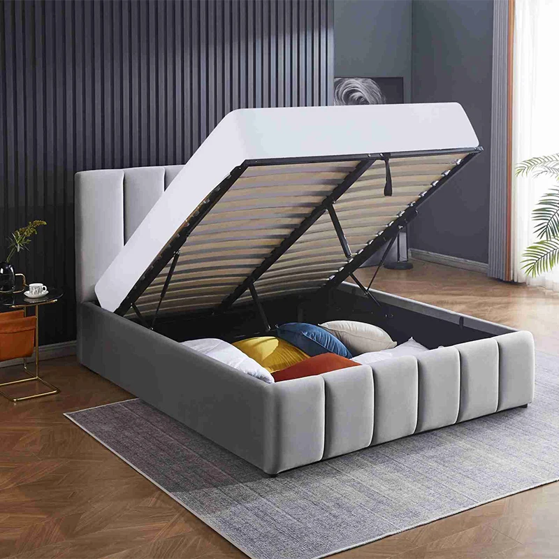 Современная Роскошная тканевая платформа, деревянные кровати с обивкой, двойная, двойная, Калифорнийская, супер-Королевский размер, каркас кровати с хранилищем