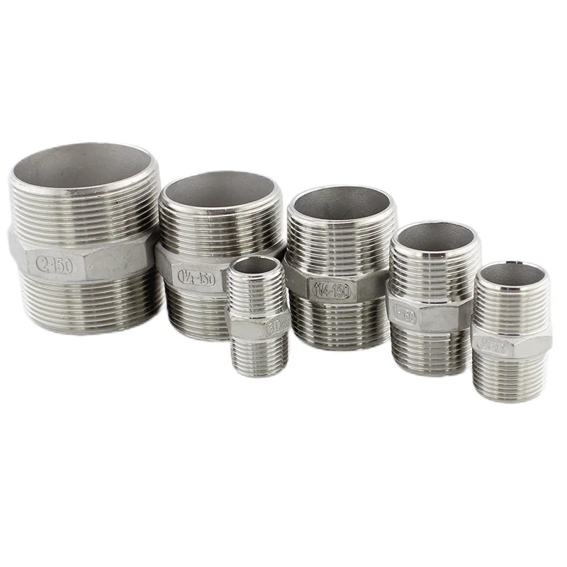 304 316 Stainless Steel Male Hex Fitting Pressure Resistant Hexagon Nipple