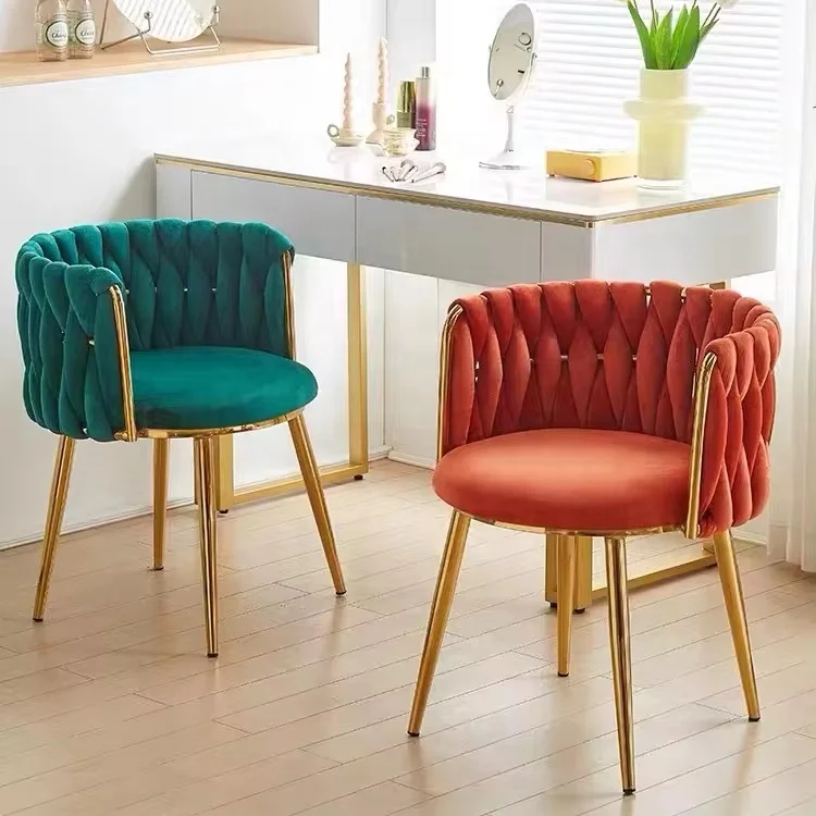 Luxury Living Room Dining Room Hotel Furniture Accent Arm Chair Luxury Backrest Orange Leather Upholstery Dining Chair