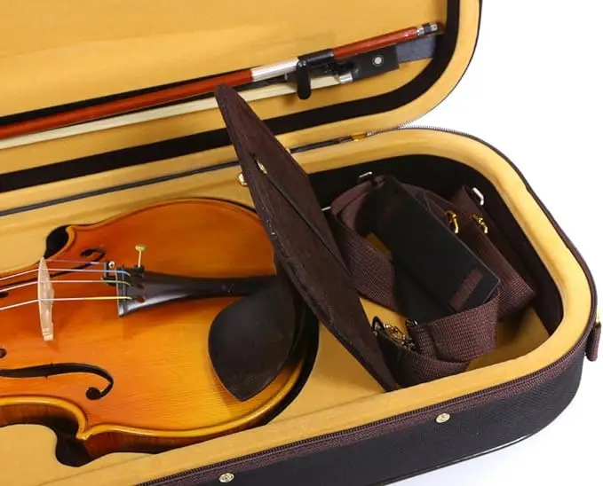 Professional and sturdy violin bag, full size hard protective cover with hygrometer lock compartment, adjustable shoulder strap