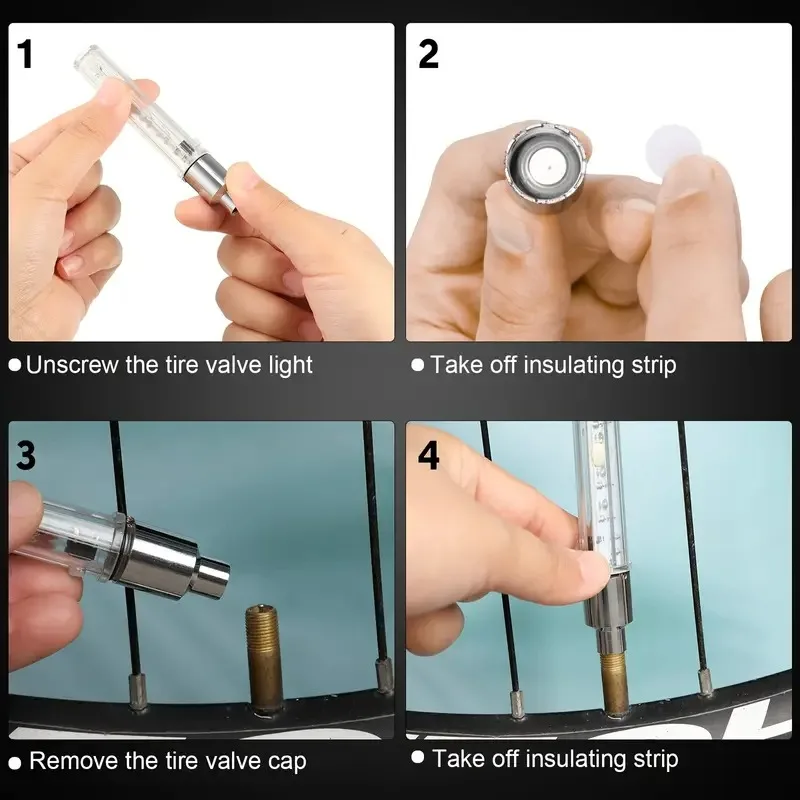 Colorful Waterproof Led Bicycle Accessories Bike Wheel Light Bicycle Tire Valve Stem Light Bicycle Wheel Lights with Batteries