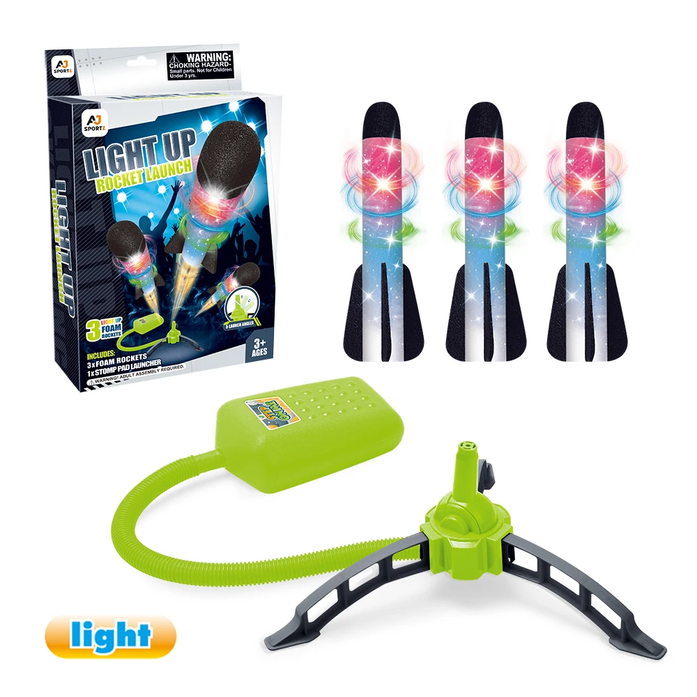 AOJIE Light Up Stomp Rocket Original Ultra Rocket Launcher With 3 Foam Rockets Fun Outdoor Toy and Gift for Boys Girls
