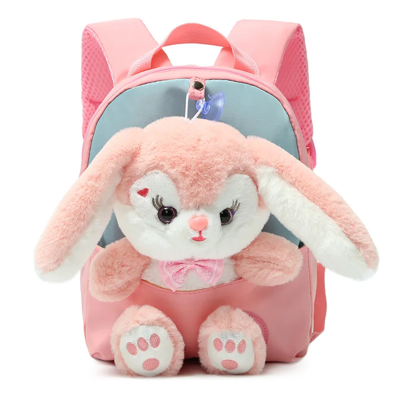 2023 Manufacturer Wholesale Cute Cartoon Doll Pink Rabbit Plush Small Backpack Animal Toy School Bags