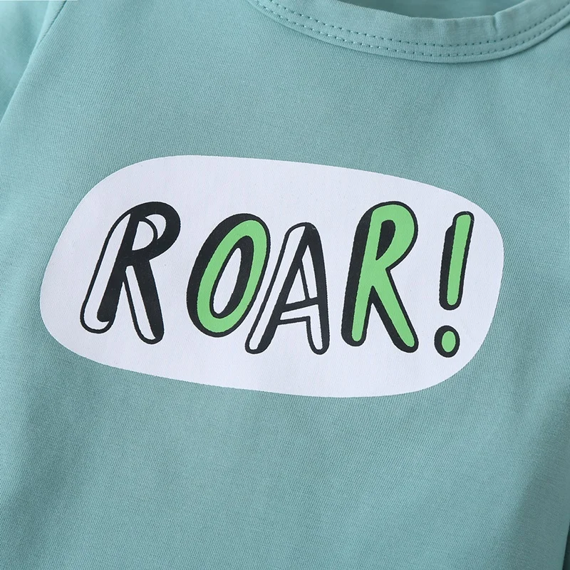 Spring Autumn Baby Clothes Sets Baby Boy Girl Clothes 3pcs Cotton Letter Long Sleeve Romper+cartoon Dinosaur Trousers+hat 3-18M