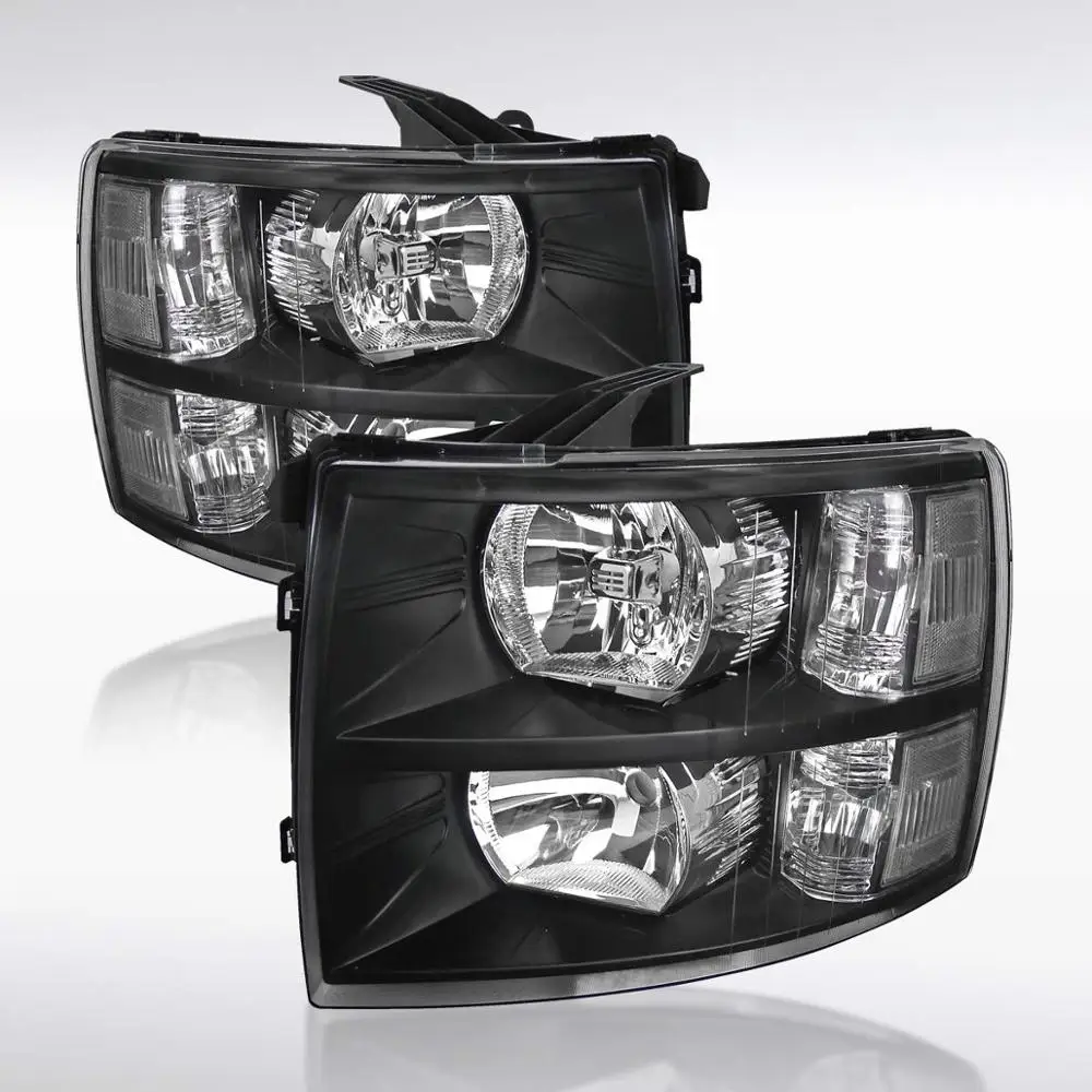 Auto Lamp Apply to 2007 2013 For Chevy Silverado 1500/2500/3500 Pick Up Truck HD Black Housing Head Light