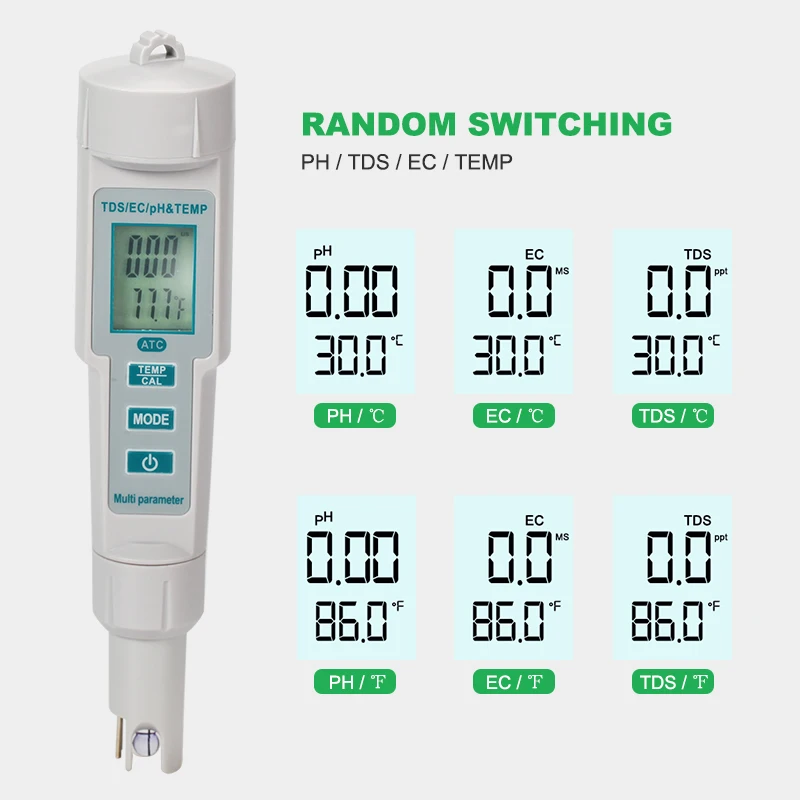 Pen Type 4 in 1 Water Quality Tester Digital PH EC TDS