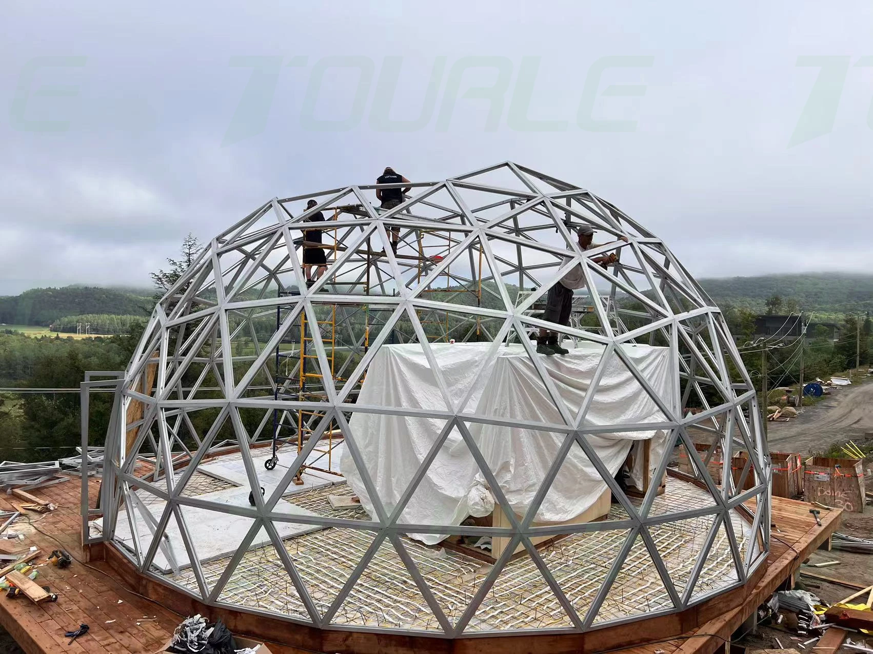 Camping  Dome House Big Geodesic Dome Kit Tents Glamping Garden Glass Polycarbonate Igloo Dome House
