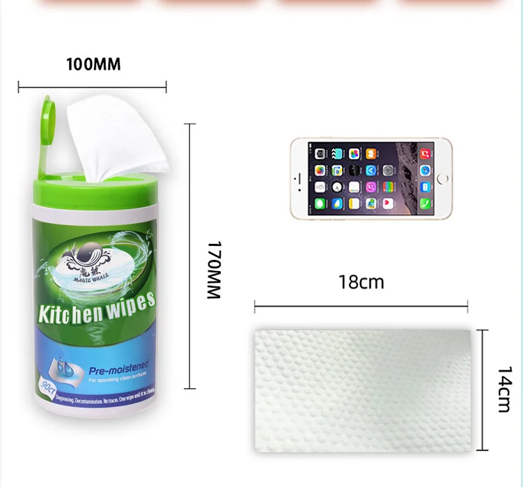 Портативные влажные салфетки для кухни, 90 шт., для очистки масла и грязи