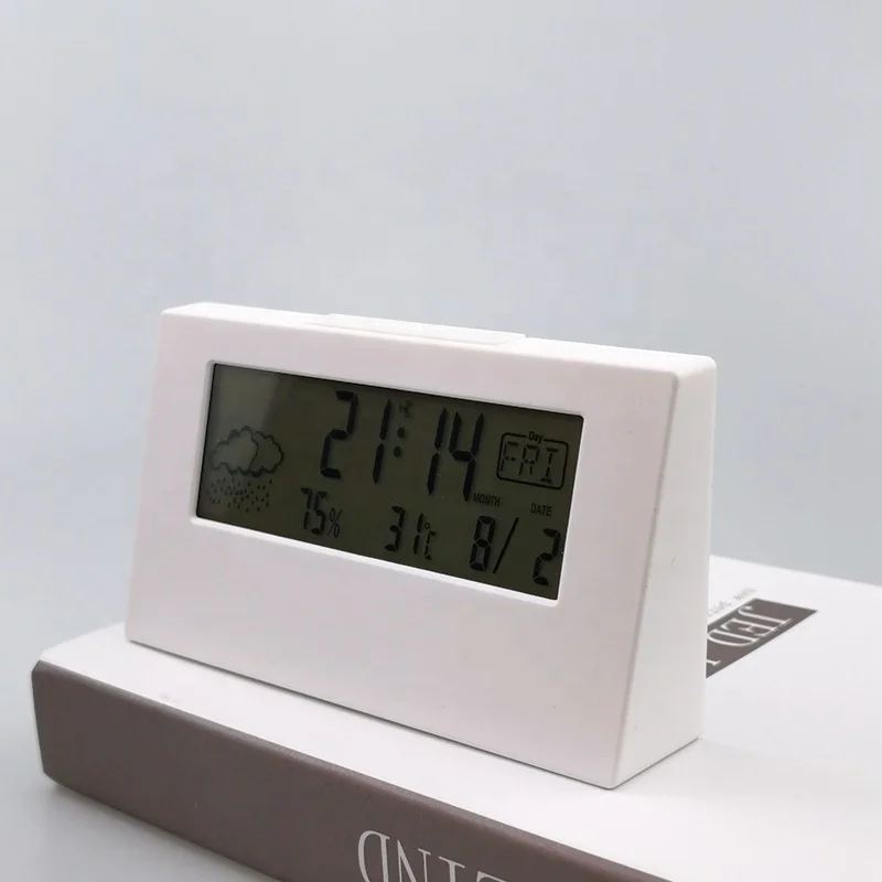 weather station display alarm clock promotional household Temperature Indicator with humidity LCD table clock LOGO custom