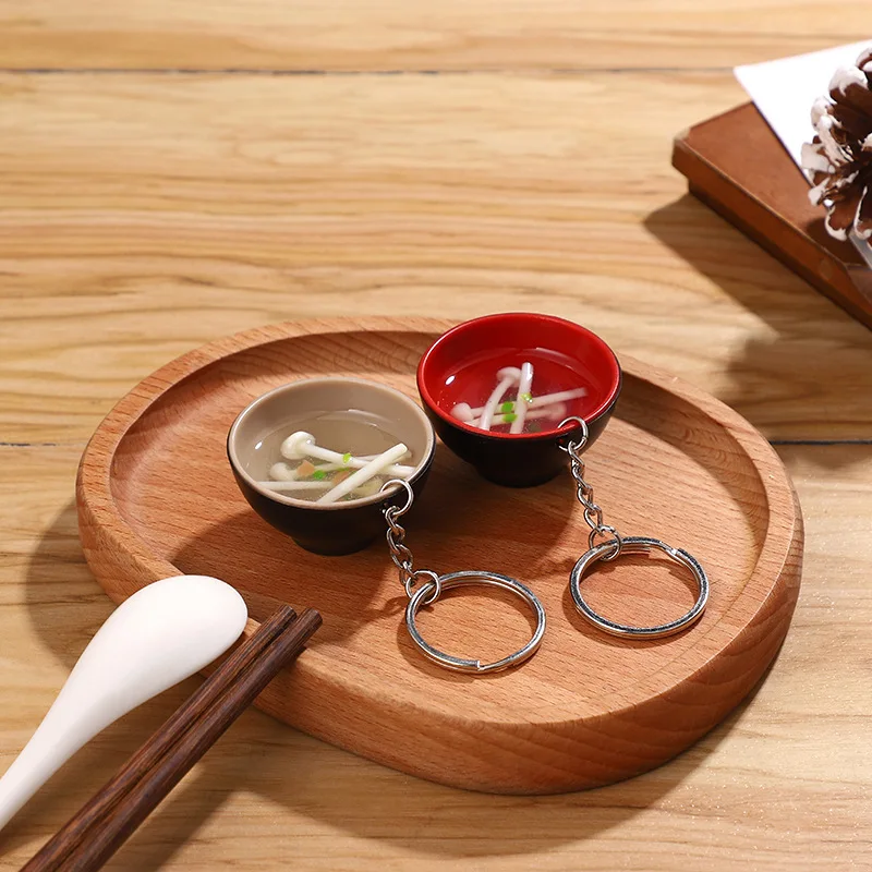 lidao Mini miniature simulation shredded pork enoki mushroom soup bowl play model food key chain wholesale