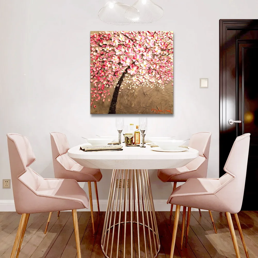 The Best Quality Golden Large Wall Oil Paintings Embossed Street Canvas Art Knife Painting