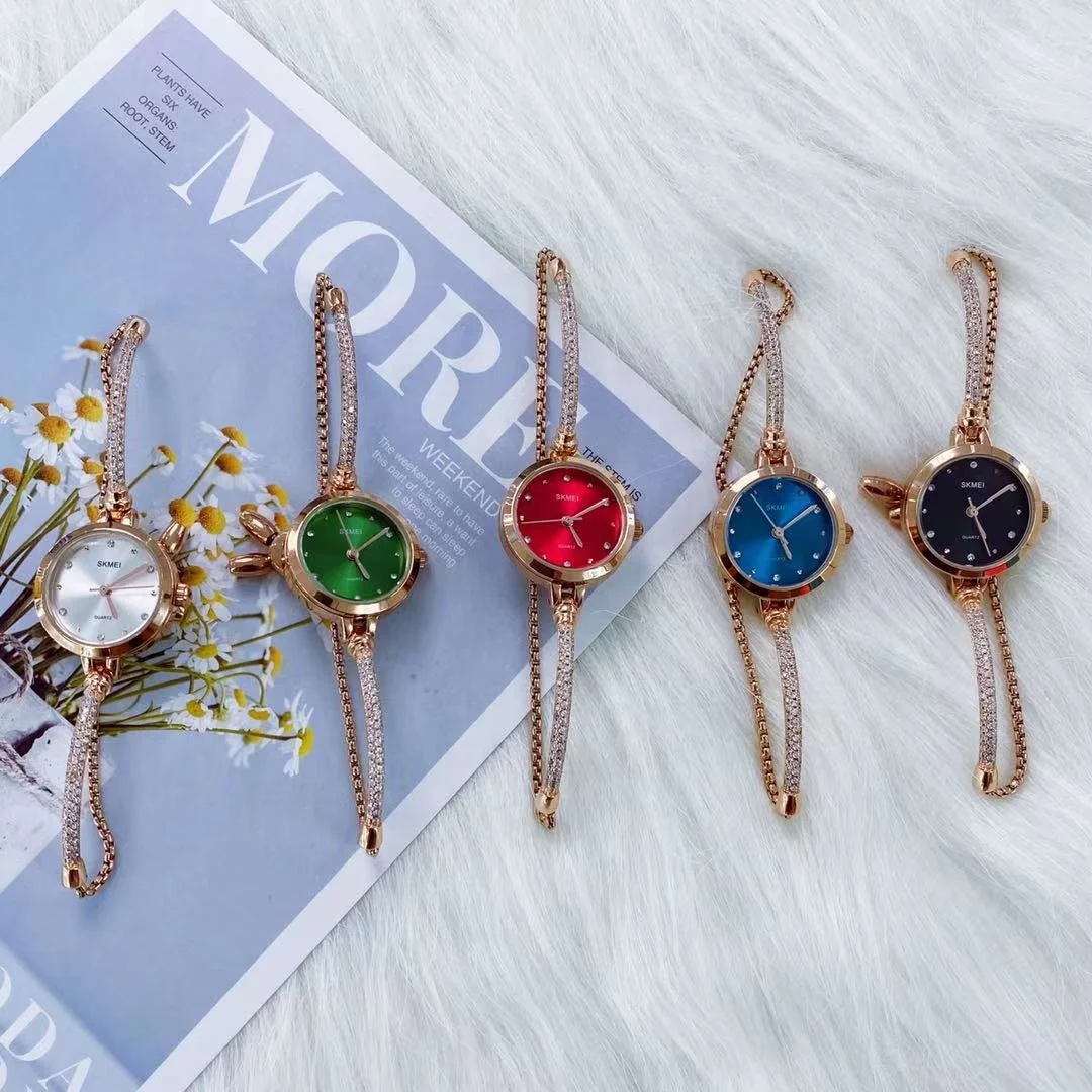 SKMEI 1805 3ATM Luxury Elegant Diamond Quartz Bracelet Wristwatch Japan Movement Slim Chain Reloj Mujer Ladies Women Clock Watch