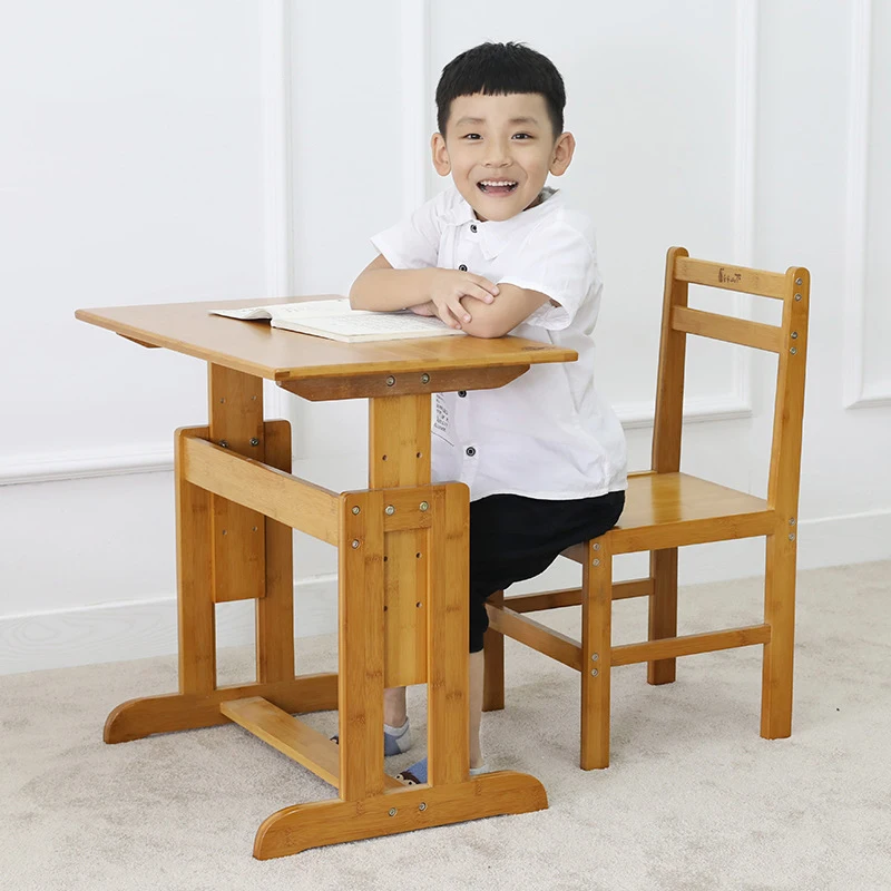 
Multifunction home office adjustable bamboo table and chair set folding writing desk for bedroom 