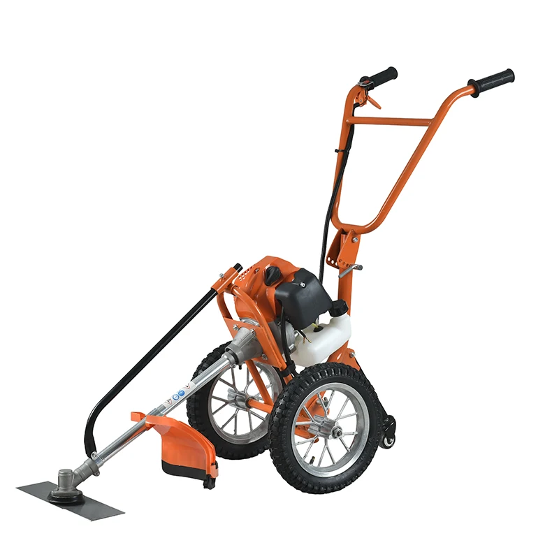 Hot sale 2-wheel gasoline brush cutter 2-stroke garden weeder machine lawn mower for grass cutting