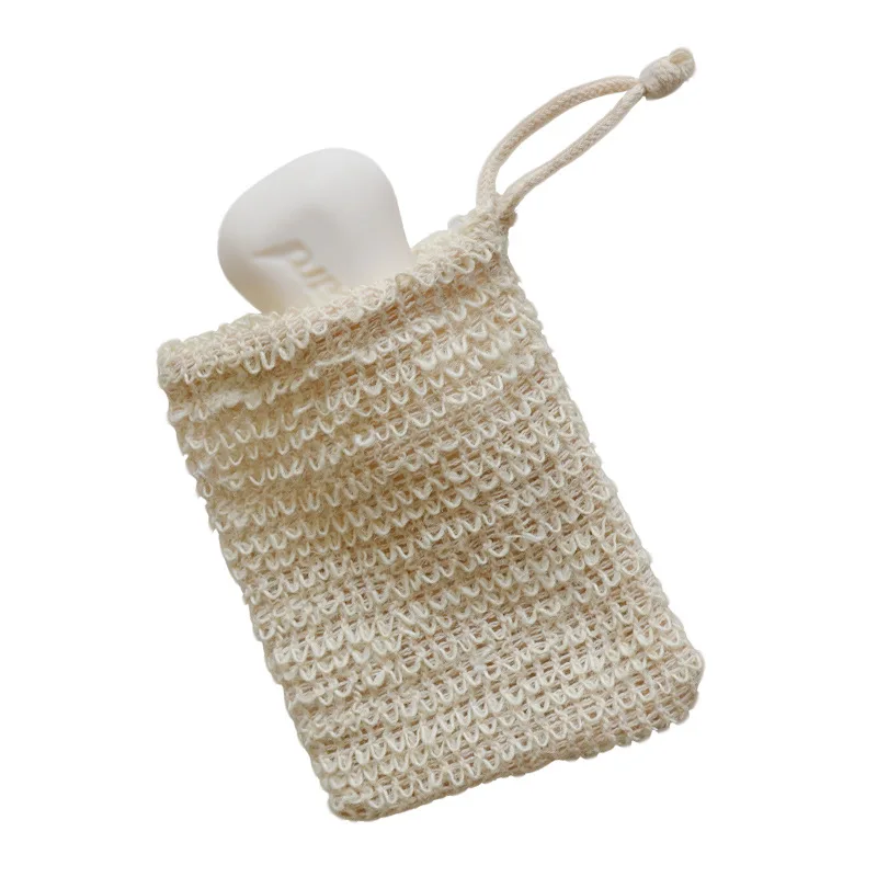 Premium Exfoliating Mesh Bags Pouch Soap Saver 100% Natural Sisal loofah bags with drawstring for bath and shower