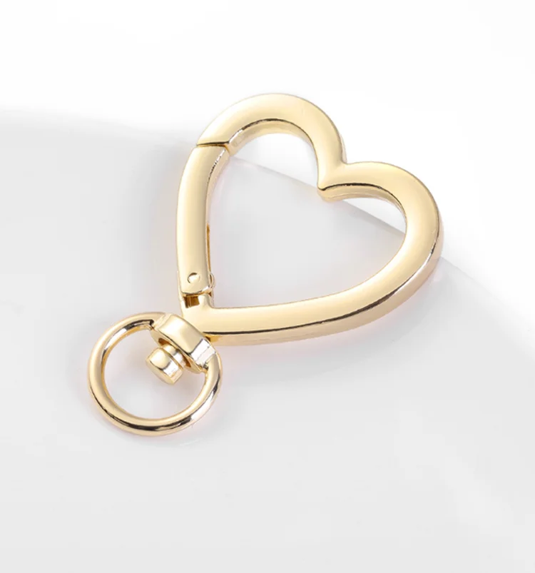 Wholesale Heart Keychain Clasp Snap Hook Metal  Key Ring Holder for Handbags Pendant