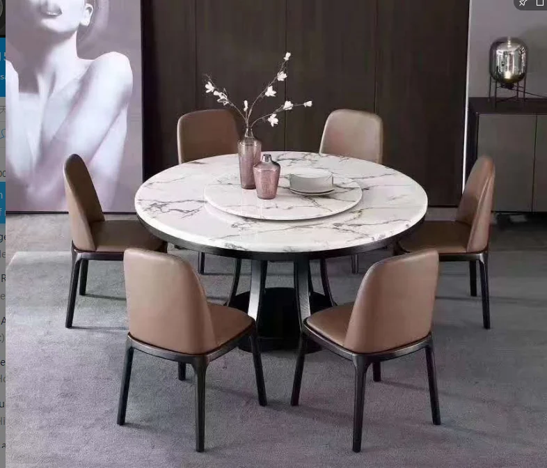 2020 Hot Sale New Design Luxury European Round Marble Turntable Dining Table Stainless Steel