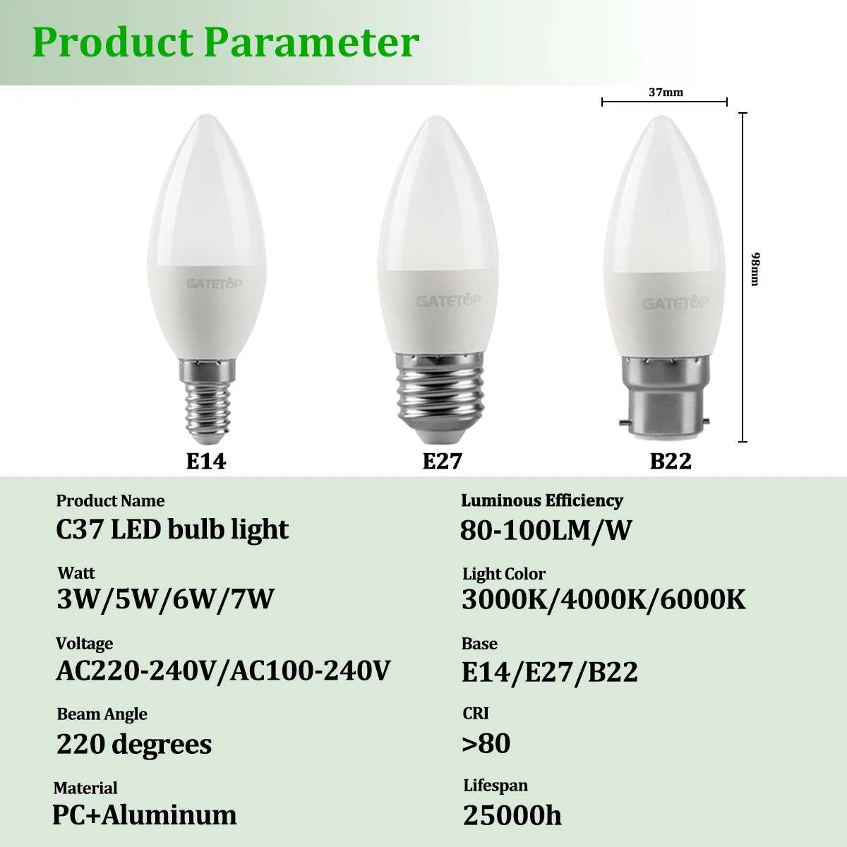 Mini LED G45 C37 MR16 GU10 Lamp AC220-240V E27/B22/E14/GU10/GU5.3 5W Warm White Light Modern Design for Variety Sceneriories