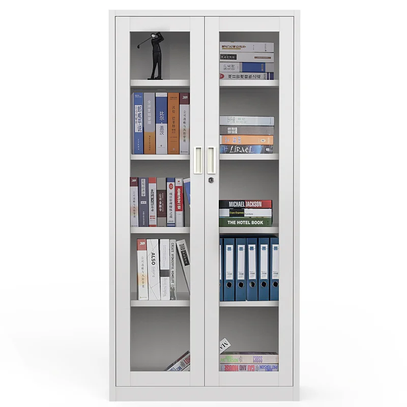 KD structure office use 2 glass door steel locker book display metal file cabinet