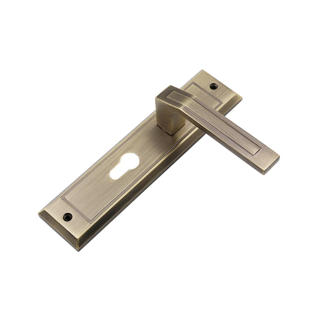 Most Popular Bedroom Zinc Alloy Plate Door Handle With Door Lock Set Body Cylinder Mortise Lock For Wooden Door