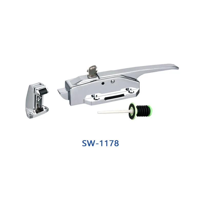 Cold storage refrigerated truck door locks and handles