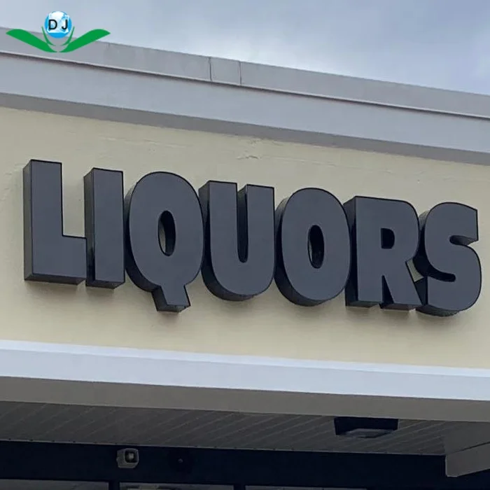 outdoor outside new liquor store front storefront custom business board 3d acrylic logo alphabet led light channel letter sign