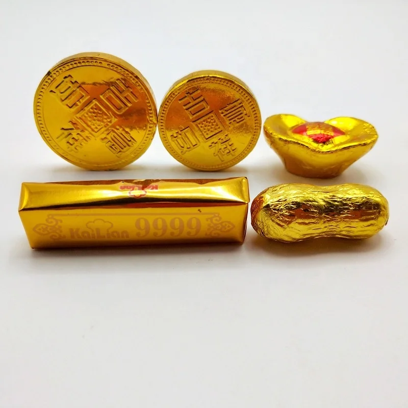 Cake decoration gold coin chocolate ingot gold bar peanut chocolate bake bulk 500g