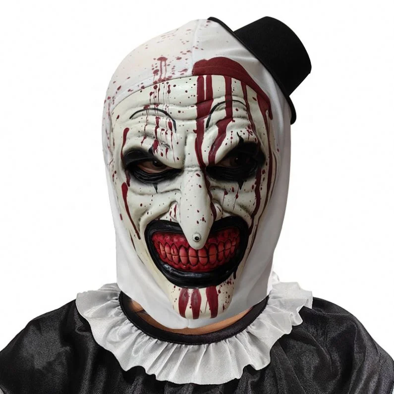 Horror Terrifier Clown Mask Clown Cosplay Scary Soft Latex Blood Demon Evil Joker Halloween Party Costume Masks for Adult