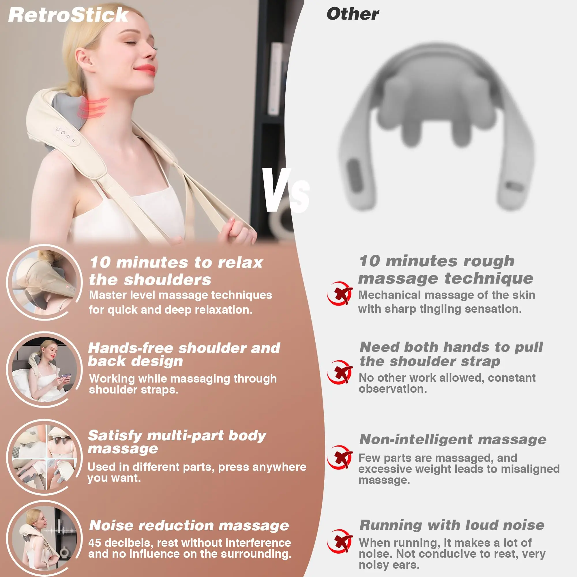 Smart Control Heating Neck Kneading Massager Relief Belt Shiatsu Electric Back Neck Shoulder Massager For Neck Pain