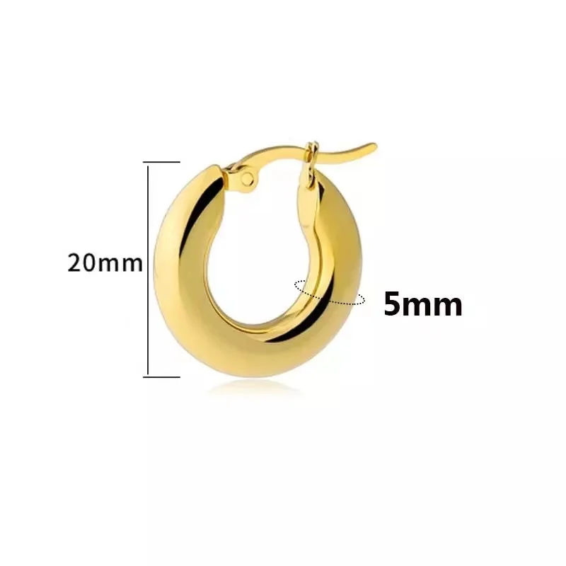 5mm Stainless Steel Thick Glazed Popular Cheap Simple Earring Hoop Jewelry