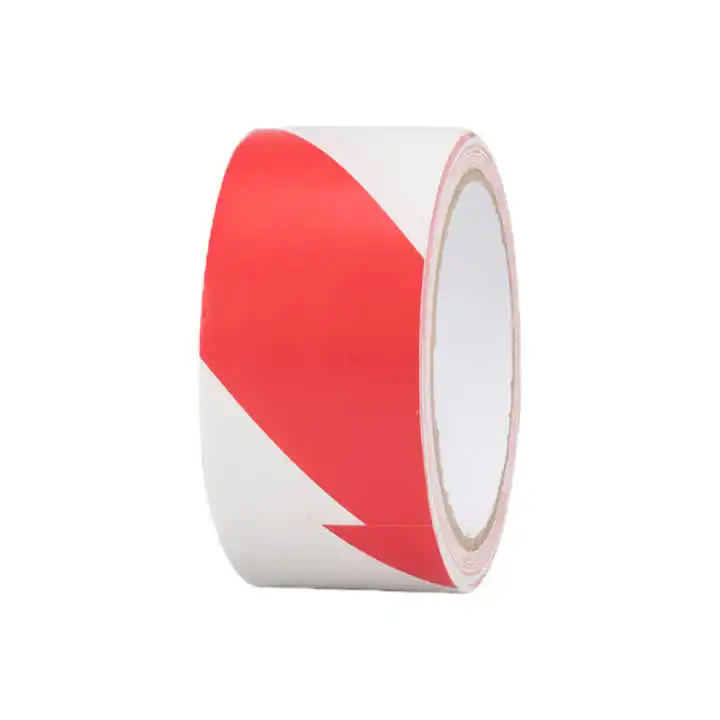 Factory Direct Sales Waterproof Wear Resistance Floor Marking Warning Tape Red And White PVC Floor Line Warning Masking Tape