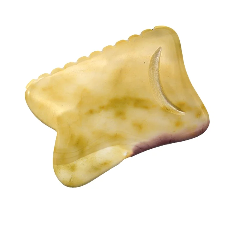 U shape Mookaite Gua Sha Scraping Massage Tools with Smooth Edge Yellow Stone Guasha Face and Body Therapy Tool for Anti-wrinkle