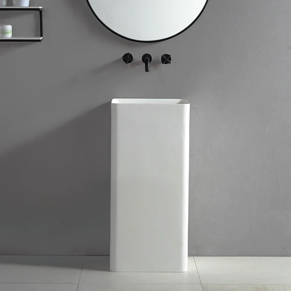 Bathroom Sink Artificial Stone Wash Basin,, Vertical Wash Basin, Modern and Minimalist Design Hotel Home Graphic Design 3 Years