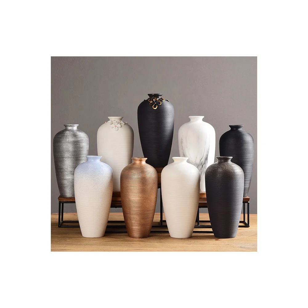 Керамическая ваза с ручным рисунком, белое золото, креативное украшение ручной работы, композиция для цветов, свадебный Декор для дома, простой художественный подарок