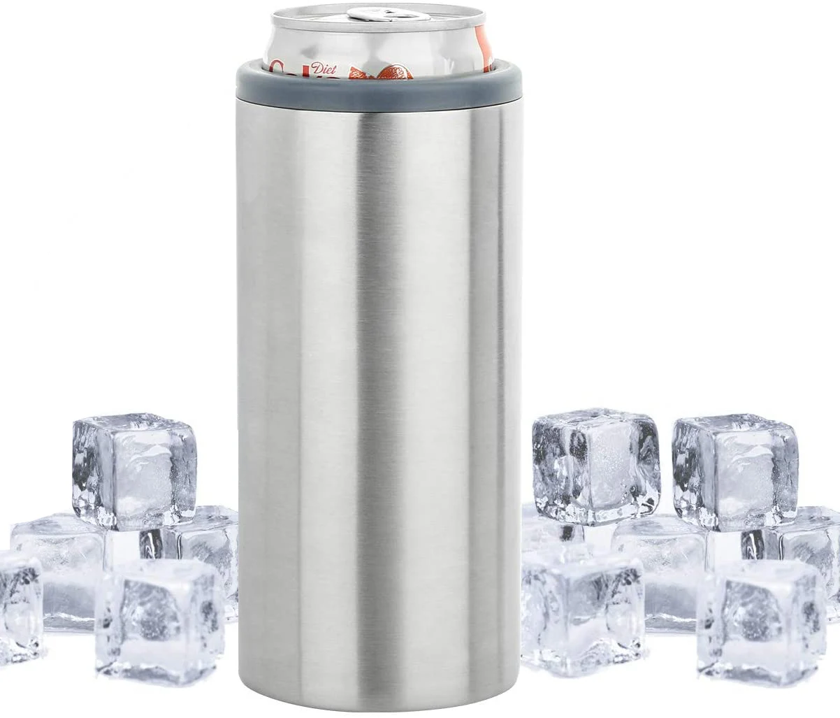 4in1 curve can cooler Eco friendly 12oz double wall vacuum stainless steel double walled slim beer can cooler holder