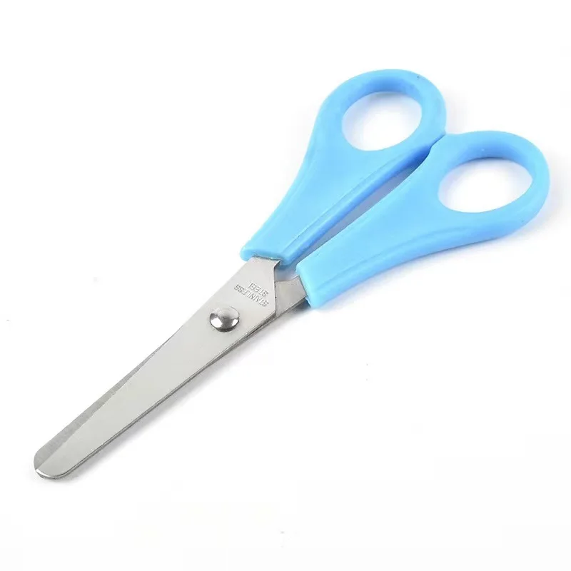 Wholesale Kids School Student Safety Tip Scale Scissors Rainbow Color Paper Cutting Stationary Tools with Steel and PVC Handle