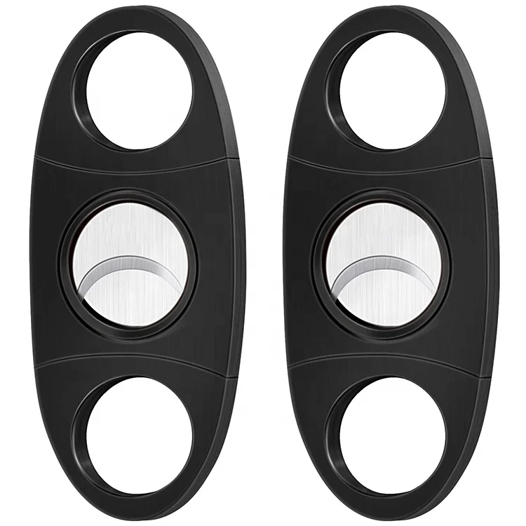 Factory custom laser logo  stainless steel double blade guillotine pocket cigar cutter v cut scissors knife cigar accessories