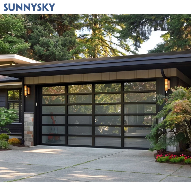 Sunnysky Custom Doors Waterproof Soundproof Roll Up Door Aluminum Glass Garage Door